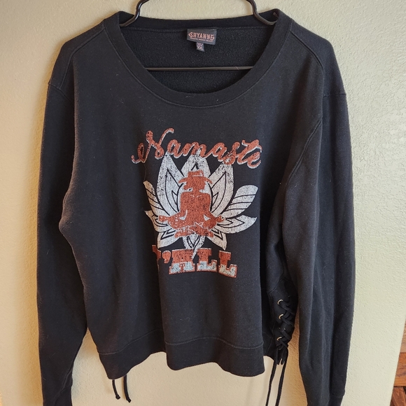 Shyanne Lace Graphic Namaste Long Sleeve Sweater Western Vintage Sweatshirt XXL - Picture 5 of 9